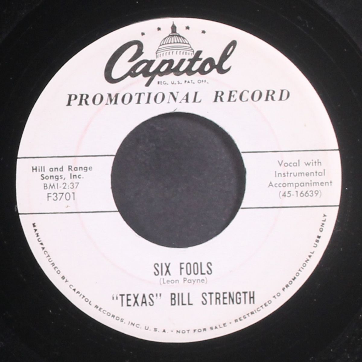 six fools / i wanna ride, ride, ride on your merry-go-round by 'TEXAS' BILL STRENGTH