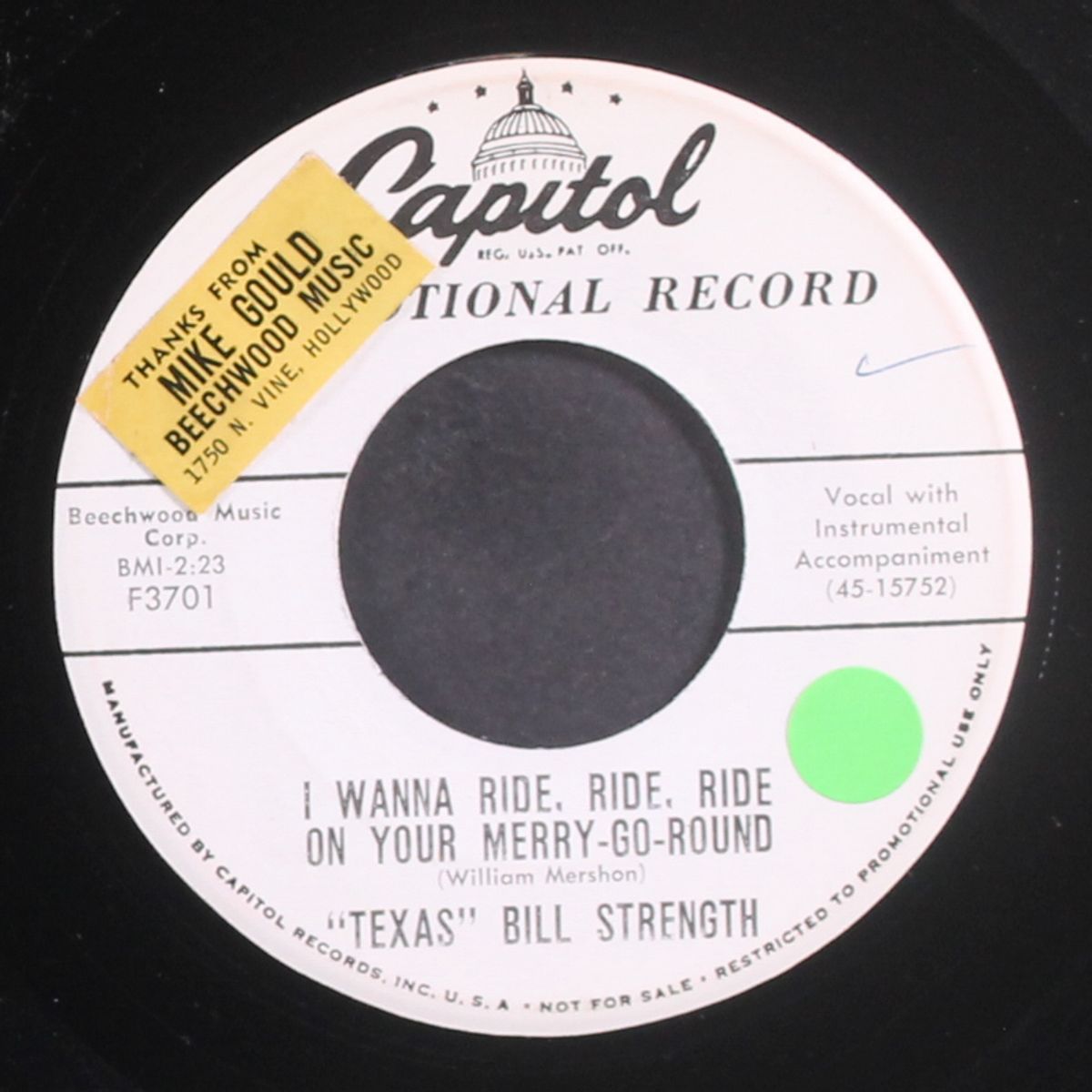 six fools / i wanna ride, ride, ride on your merry-go-round by 'TEXAS' BILL STRENGTH