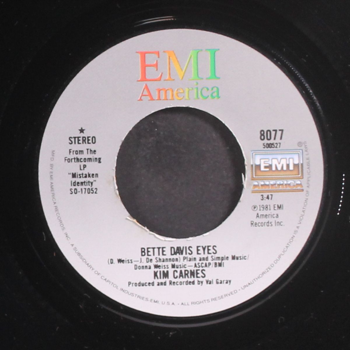 bette davis eyes / miss you tonite by KIM CARNES