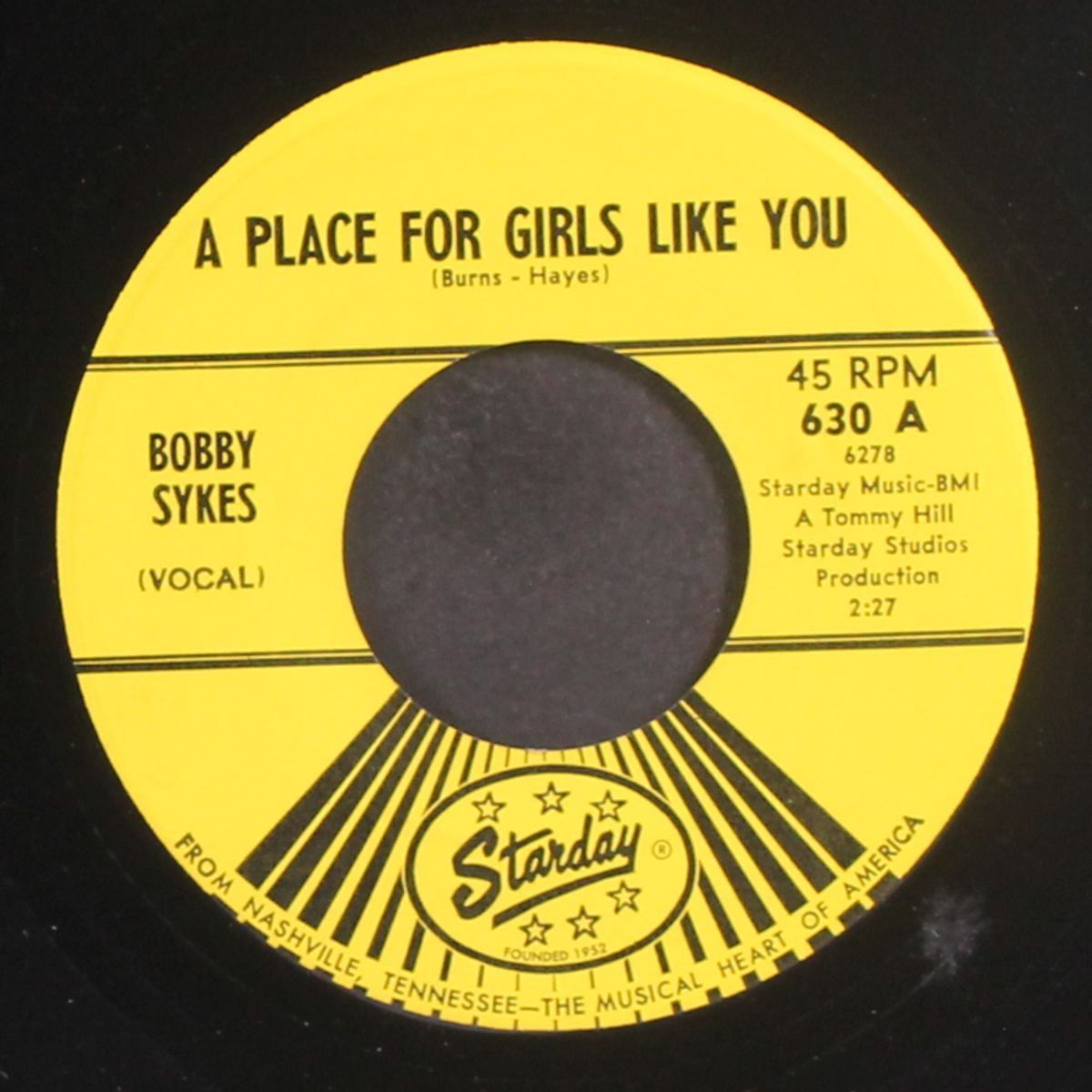 a place for girls like you / run, johnny, run by BOBBY SYKES