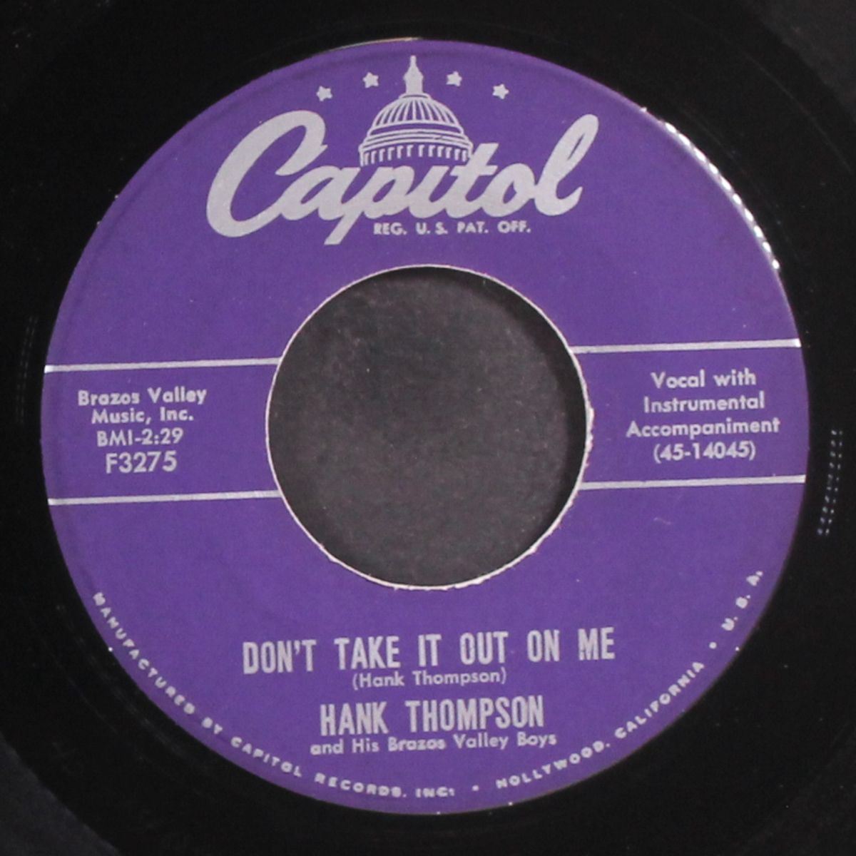 don't take it out on me by HANK THOMPSON