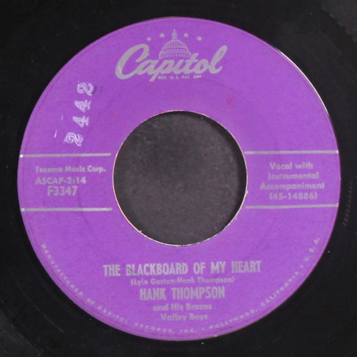 the blackboard of my heart / i'm not mad, just hurt by HANK THOMPSON