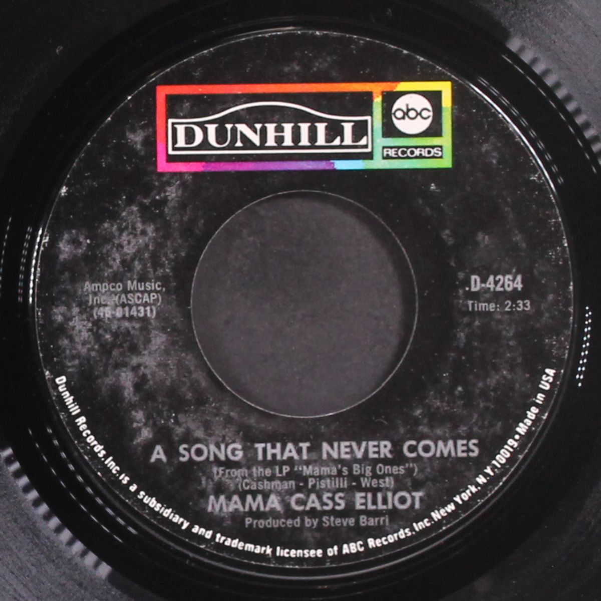 don't let the good life pass you by / a song that never comes by MAMA CASS ELLIOT