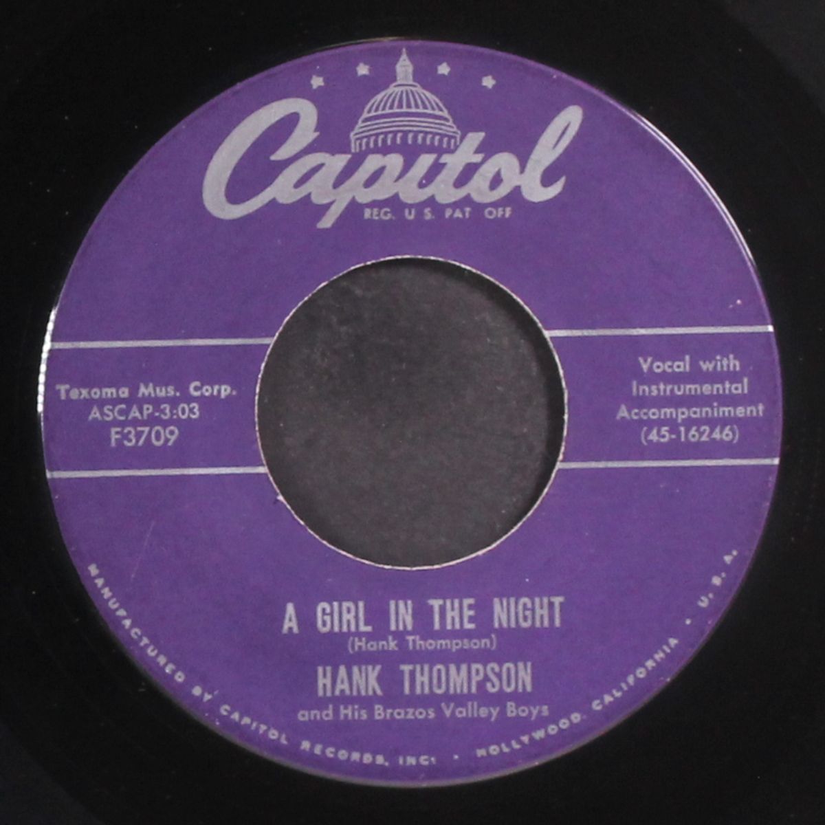 quicksand / a girl in the night by HANK THOMPSON