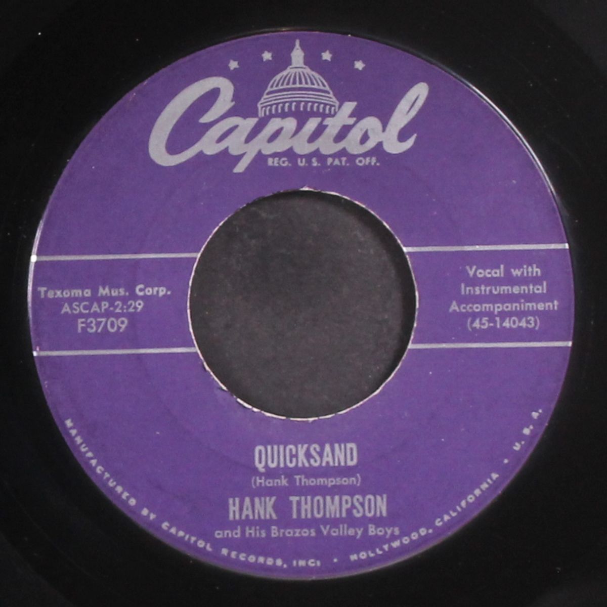 quicksand / a girl in the night by HANK THOMPSON