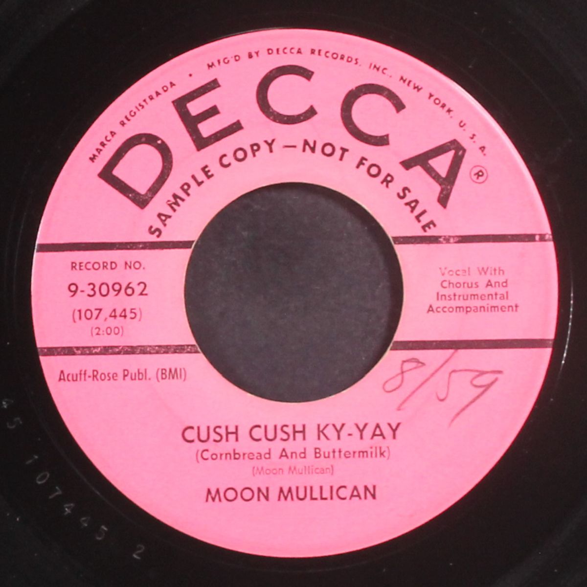 cush cush ky-yay / the writin' on the wall by MOON MULLICAN