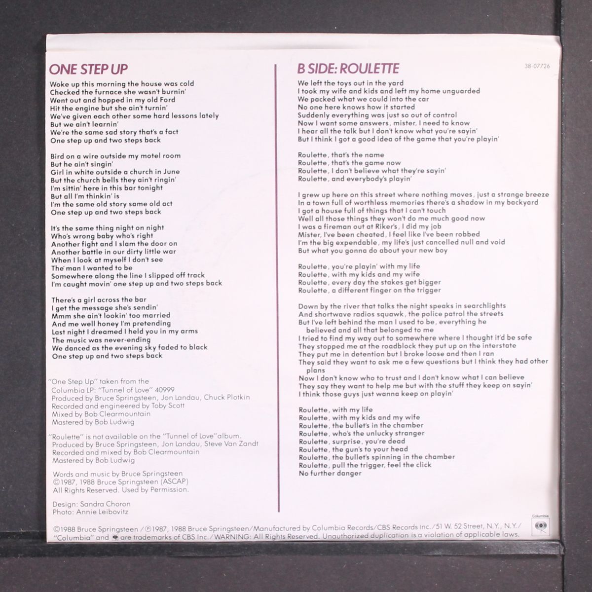 one step up by BRUCE SPRINGSTEEN