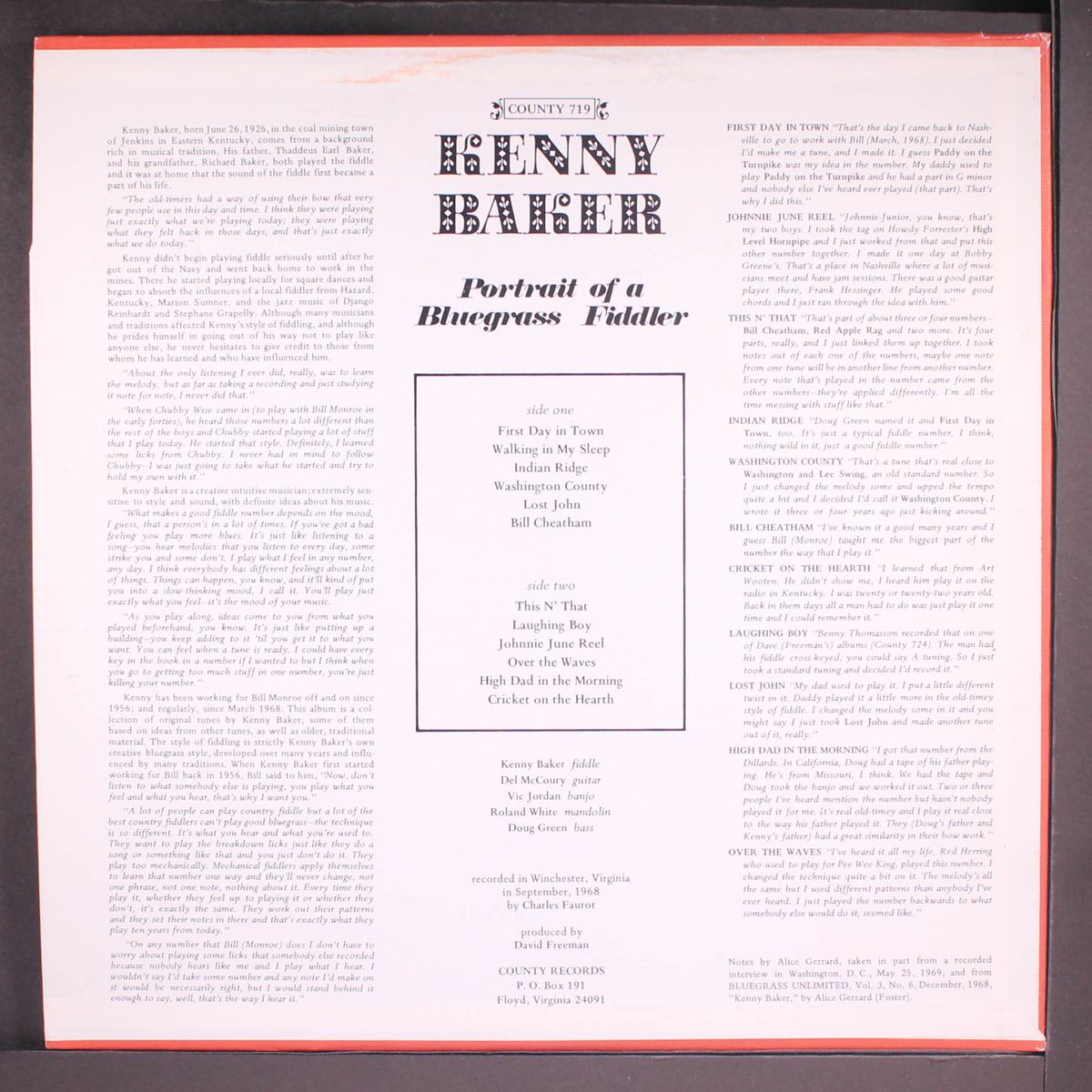 portrait of a bluegrass fiddler by KENNY BAKER