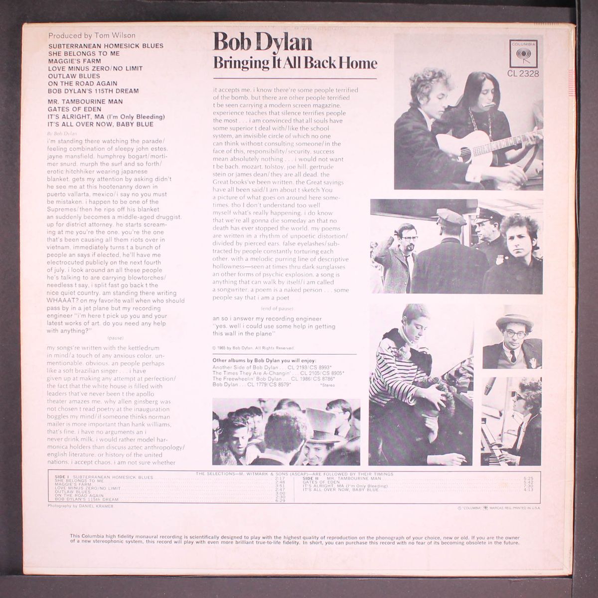 bringing it all back home by BOB DYLAN