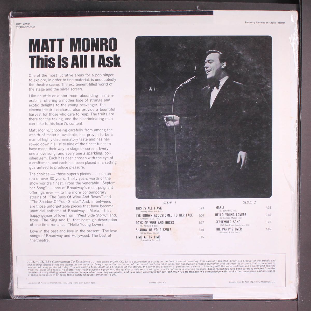 this is all i ask by MATT MONRO
