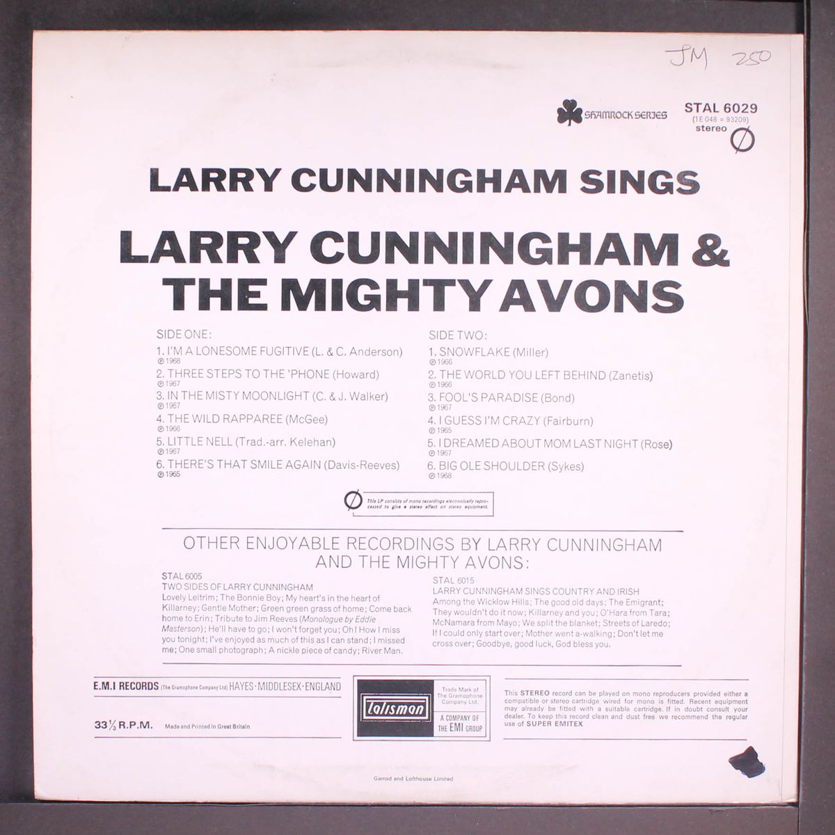 sings by LARRY CUNNINGHAM