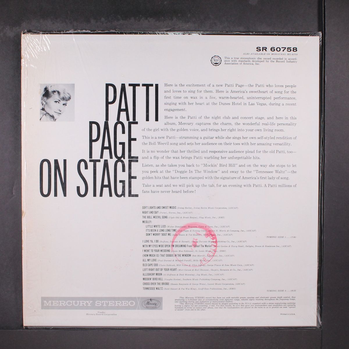 patti page on stage by PATTI PAGE