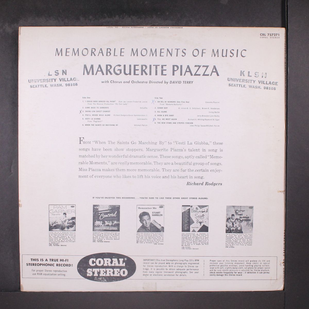 memorable moments of music by MARGUERITE PIAZZA