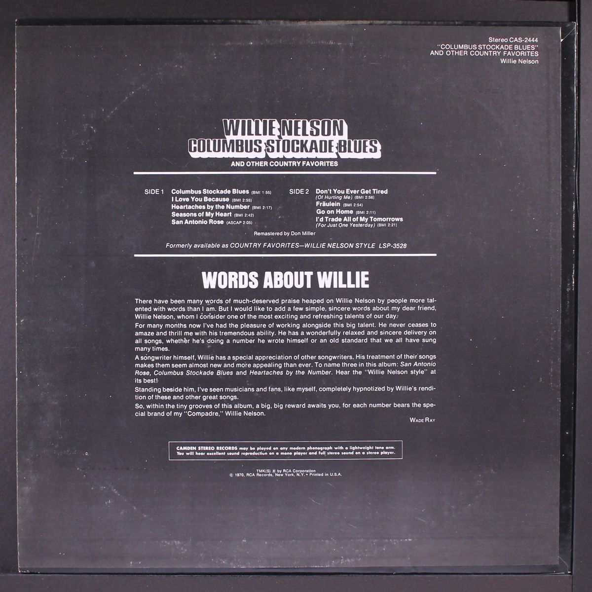 columbus stockade blues by WILLIE NELSON