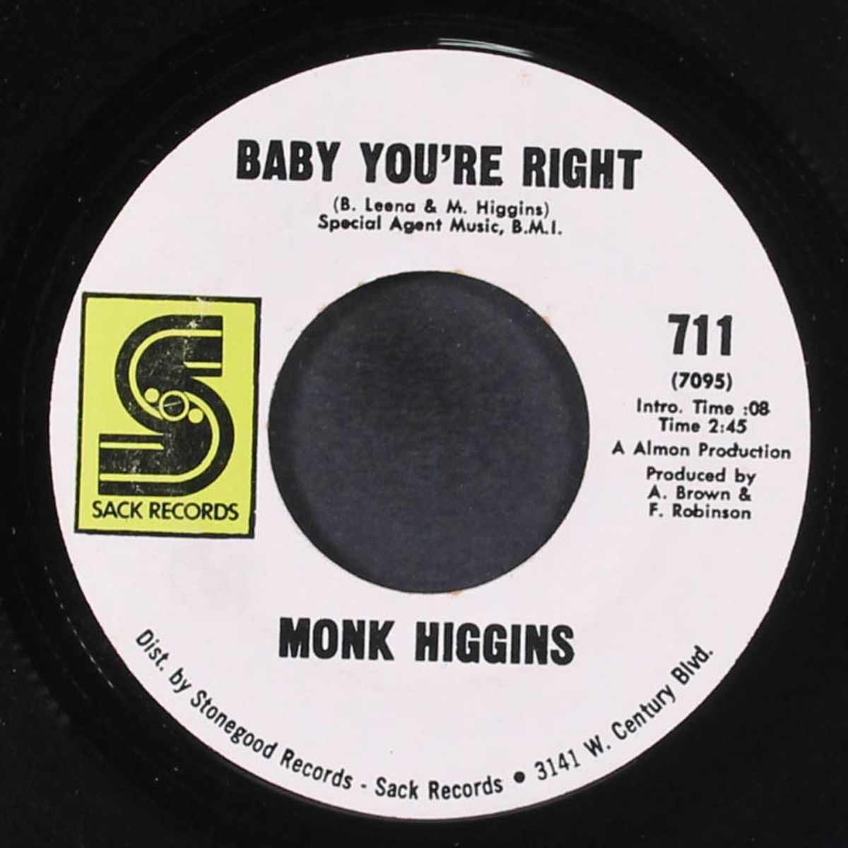 baby you're right / i'll still be there by MONK HIGGINS