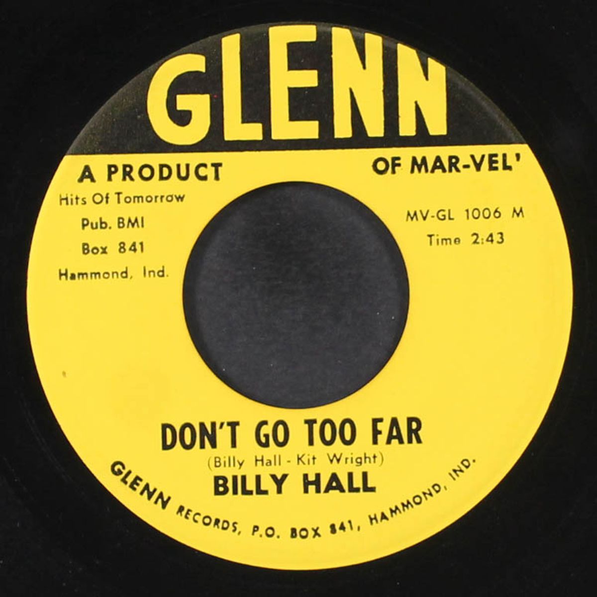don't go too far / good bye angel by BILLY HALL