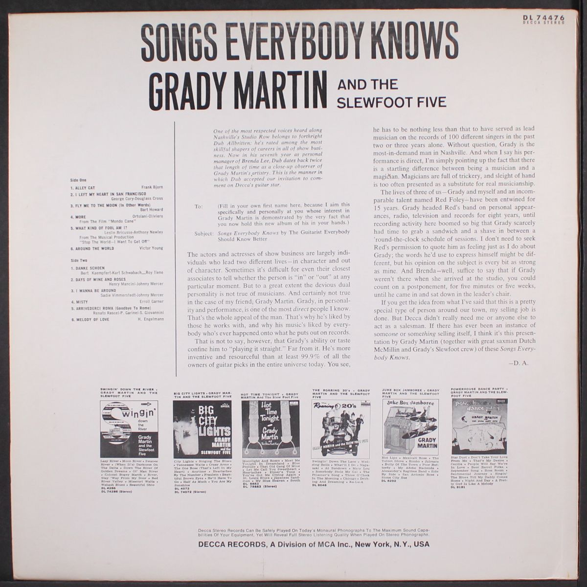 songs everybody knows by GRADY MARTIN