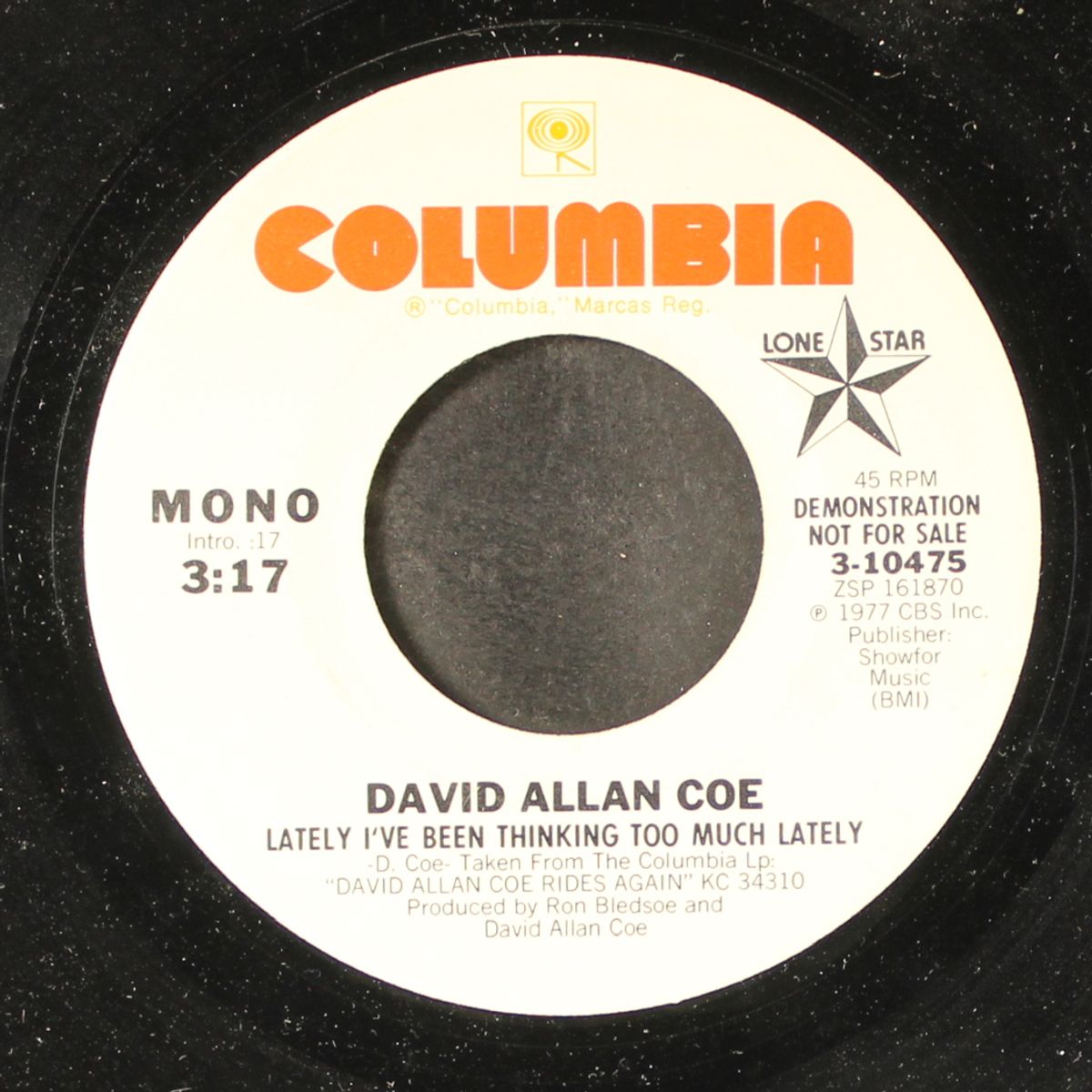 lately i've been thinking too much lately by DAVID ALLAN COE