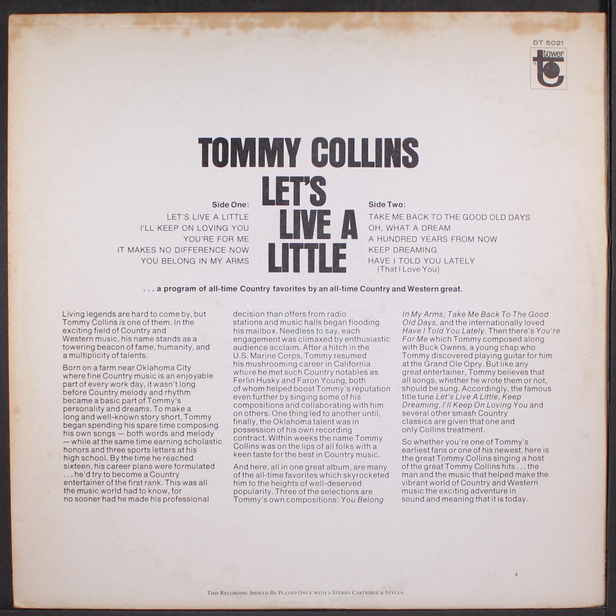 let's live a little by TOMMY COLLINS
