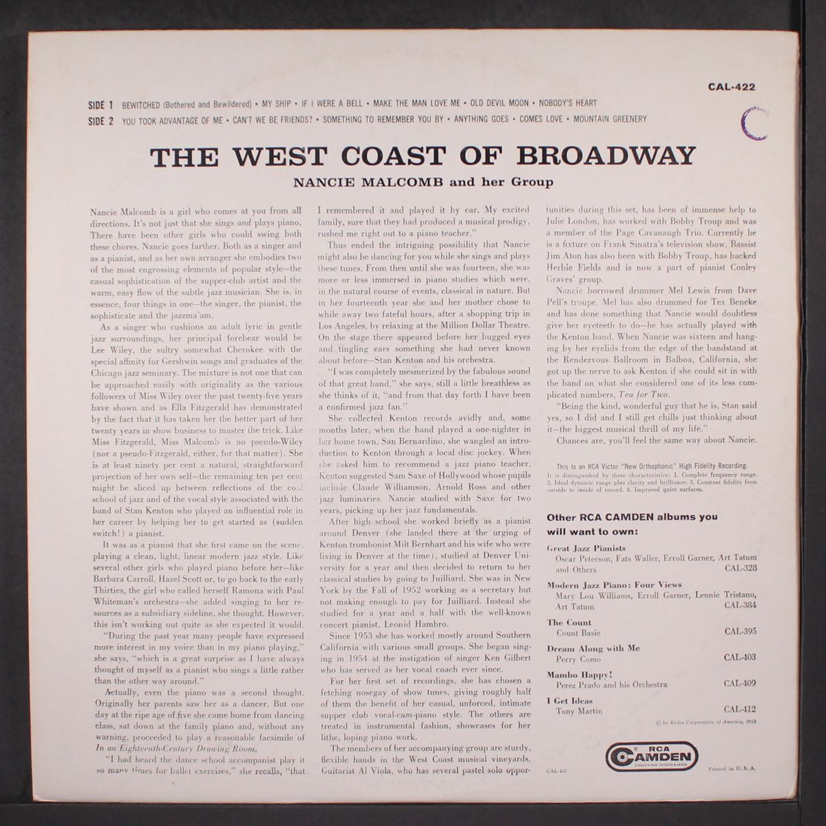 the west coast of broadway by NANCIE MALCOMB