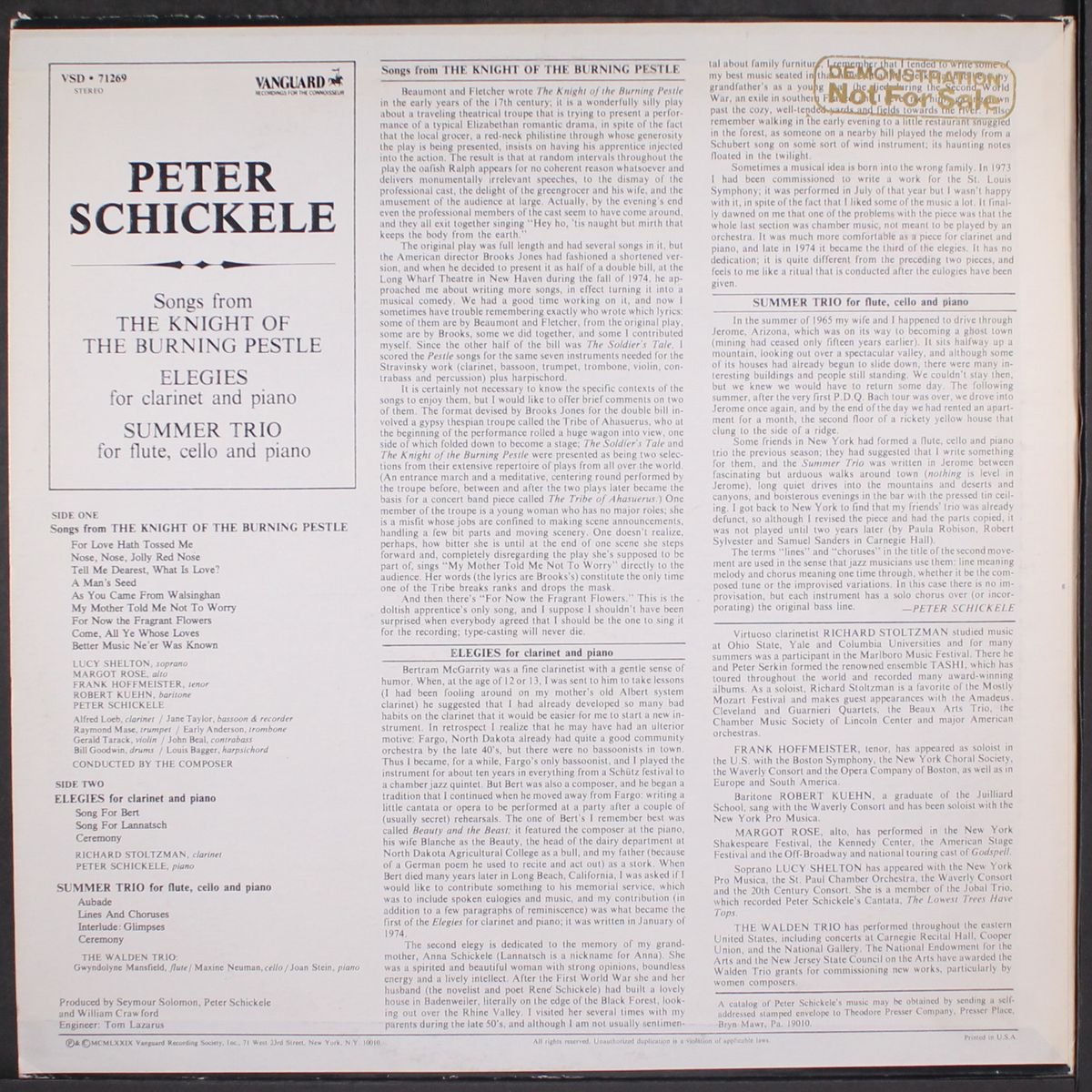 songs from the knight of the burning pestle by PETER SCHICKELE