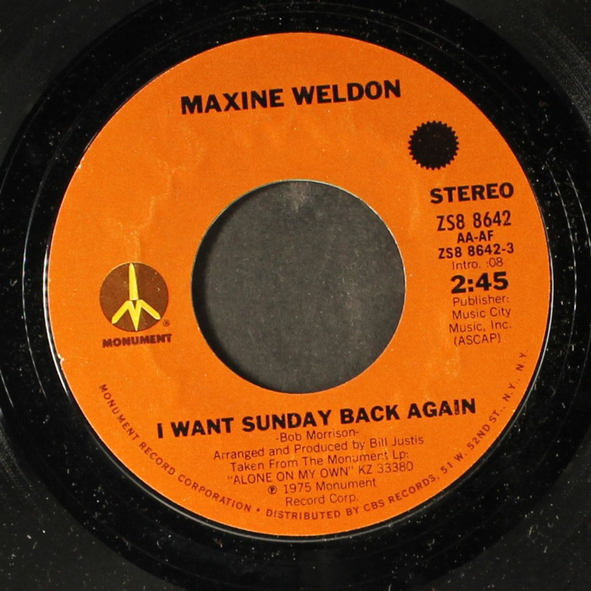 i want sunday back again / alone on my own by MAXINE WELDON