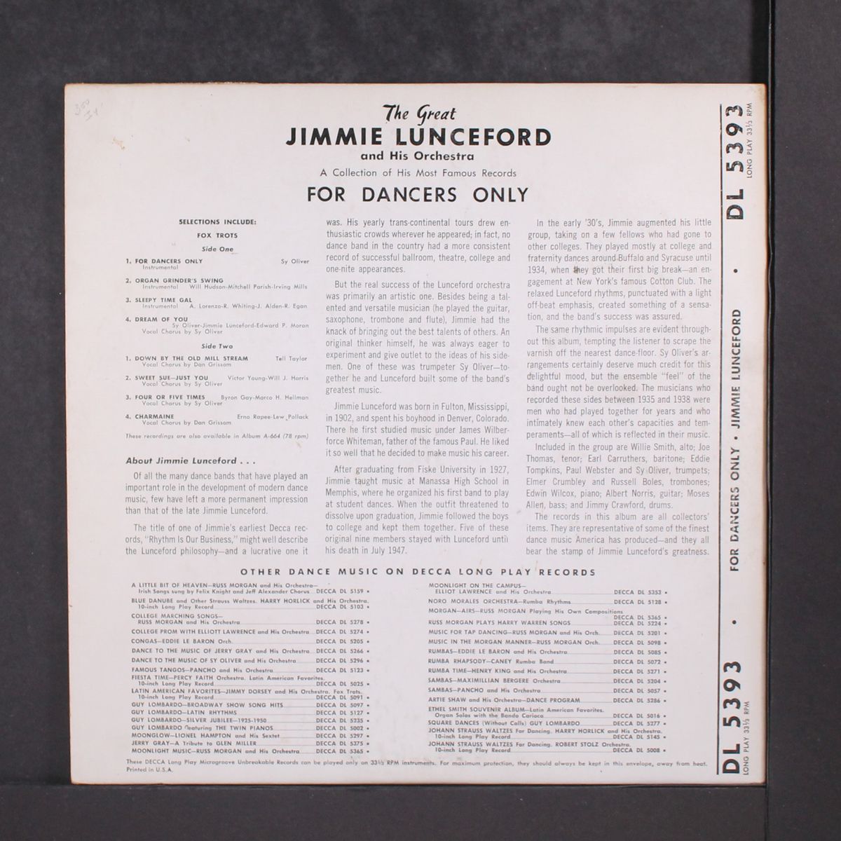 for dancers only by JIMMIE LUNCEFORD