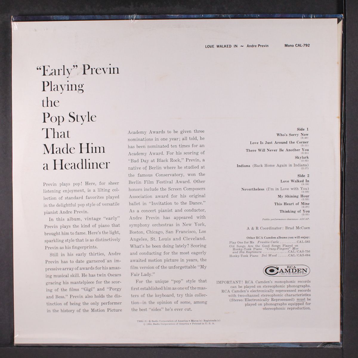 love walked in by ANDRE PREVIN