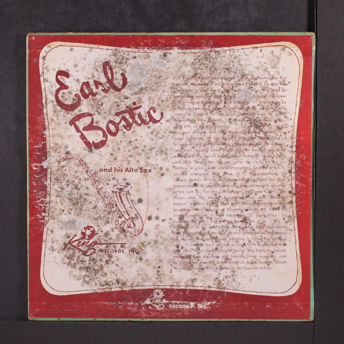 and his alto sax by EARL BOSTIC
