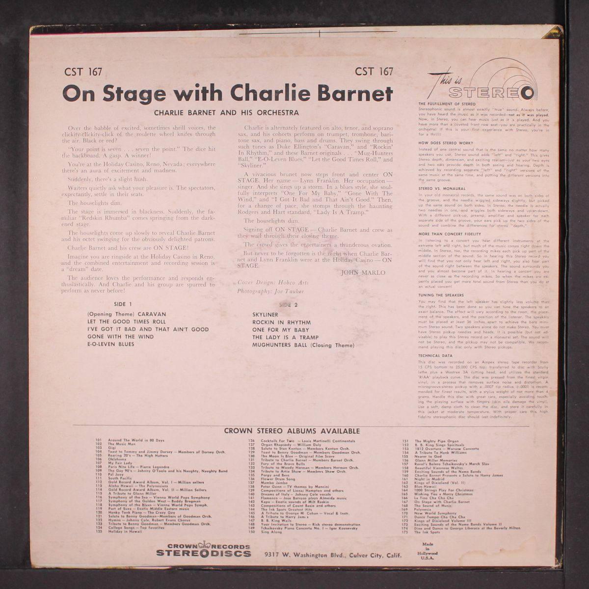 on stage with by CHARLIE BARNET