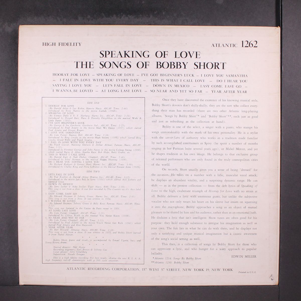 speaking of love by BOBBY SHORT