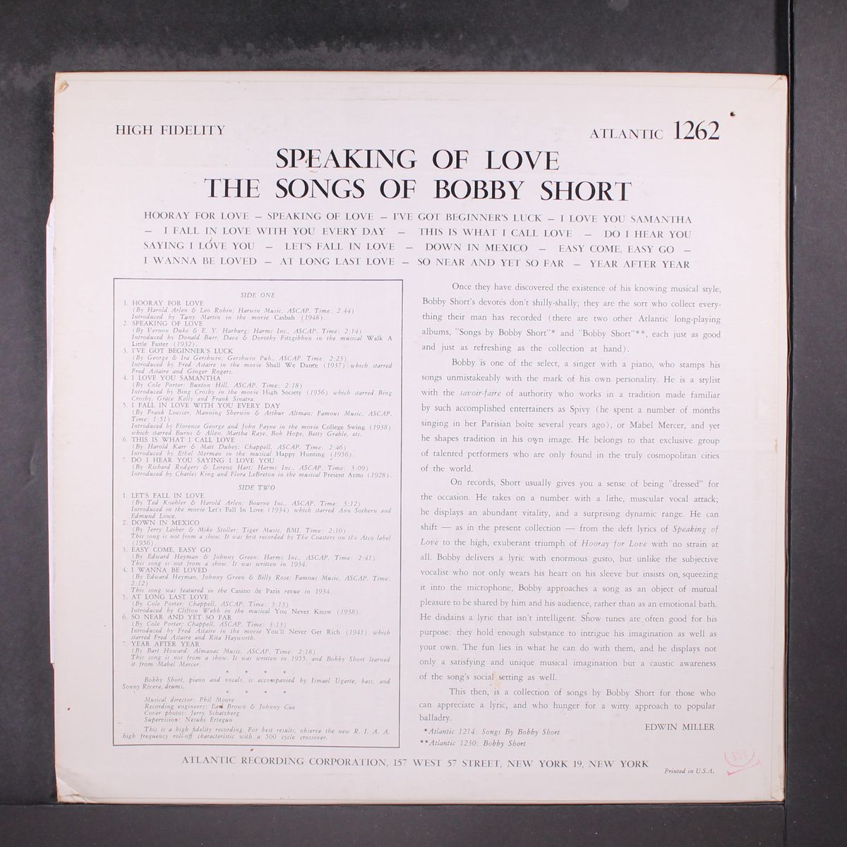 speaking of love by BOBBY SHORT
