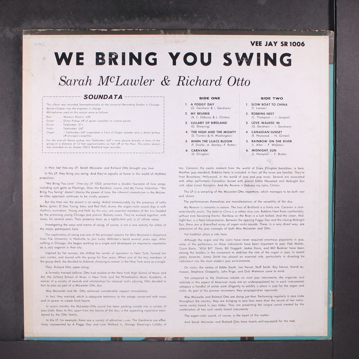 we bring you swing by SARAH MCLAWLER & RICHARD OTTO