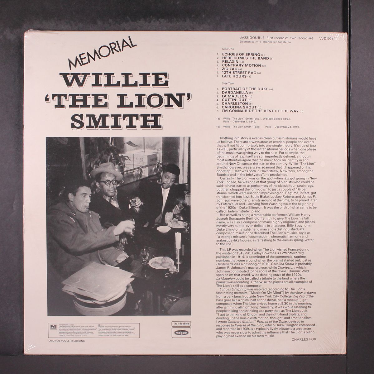 memorial by WILLIE "THE LION" SMITH