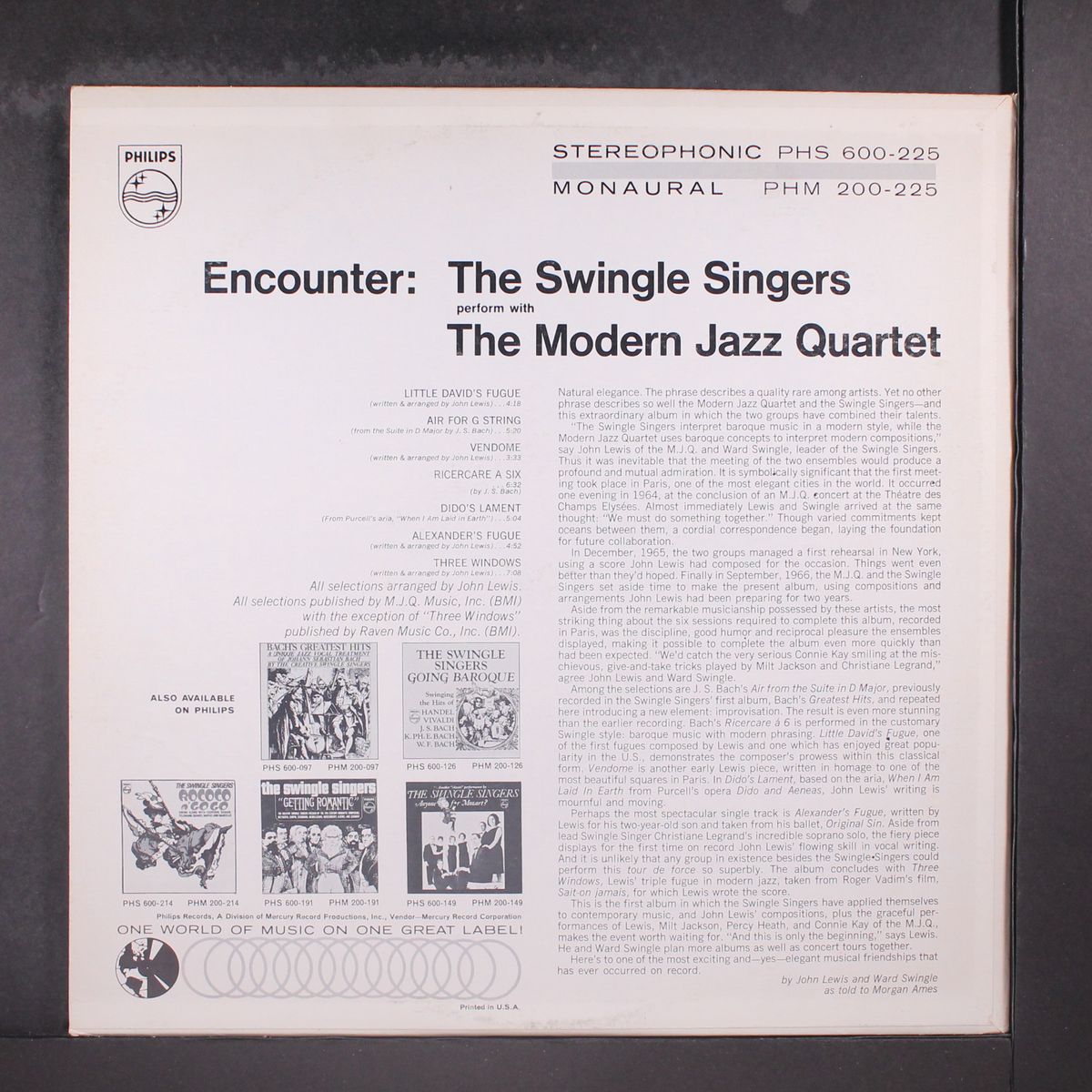 encounter: perform with the modern jazz quartet by SWINGLE SINGERS