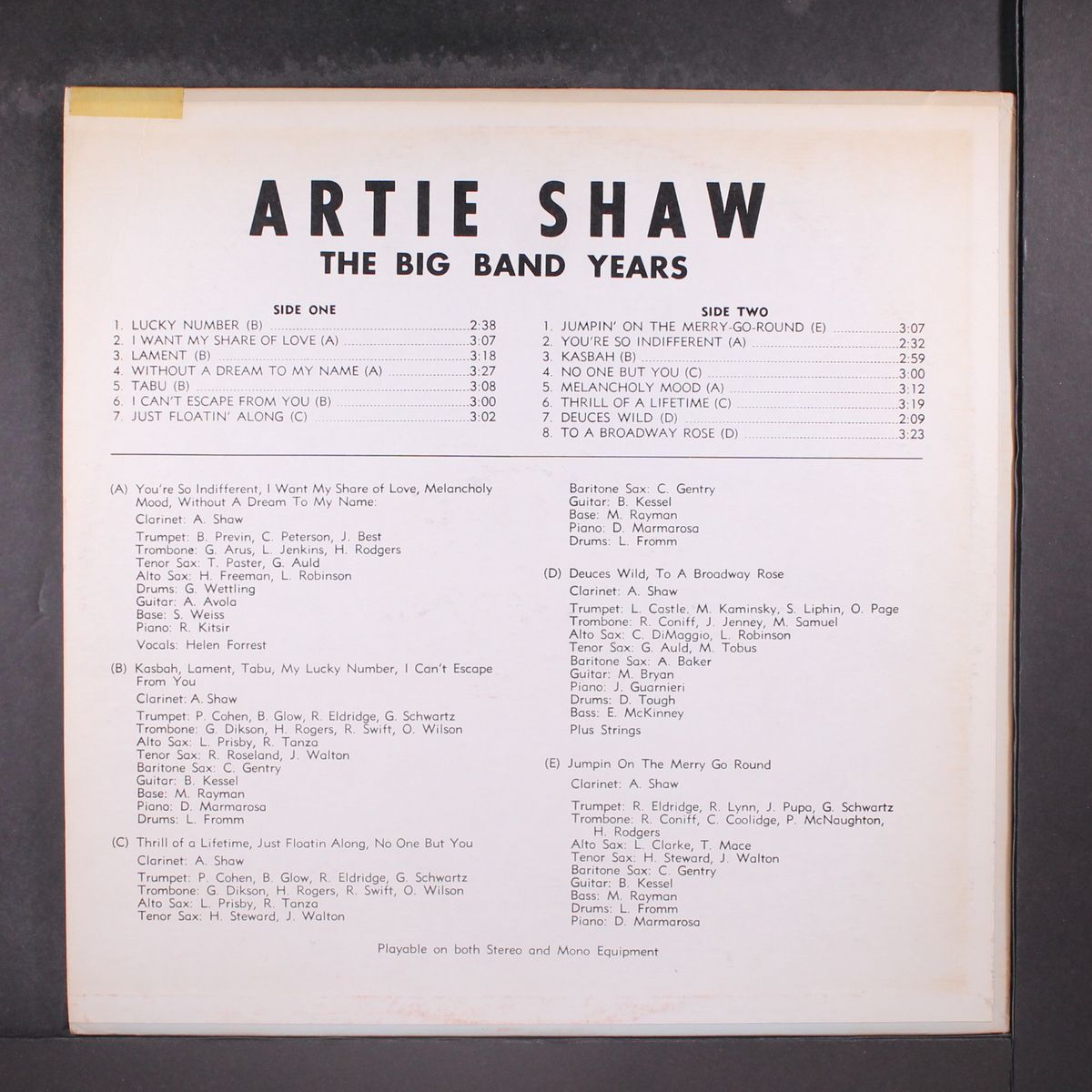 the big band years by ARTIE SHAW