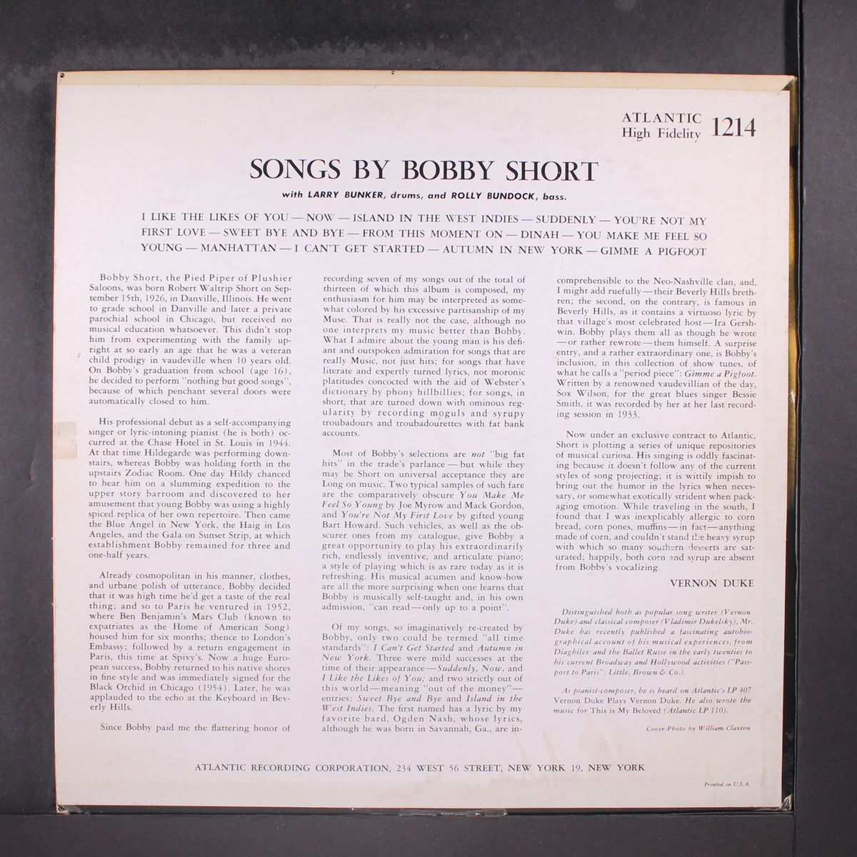 songs by bobby short by BOBBY SHORT