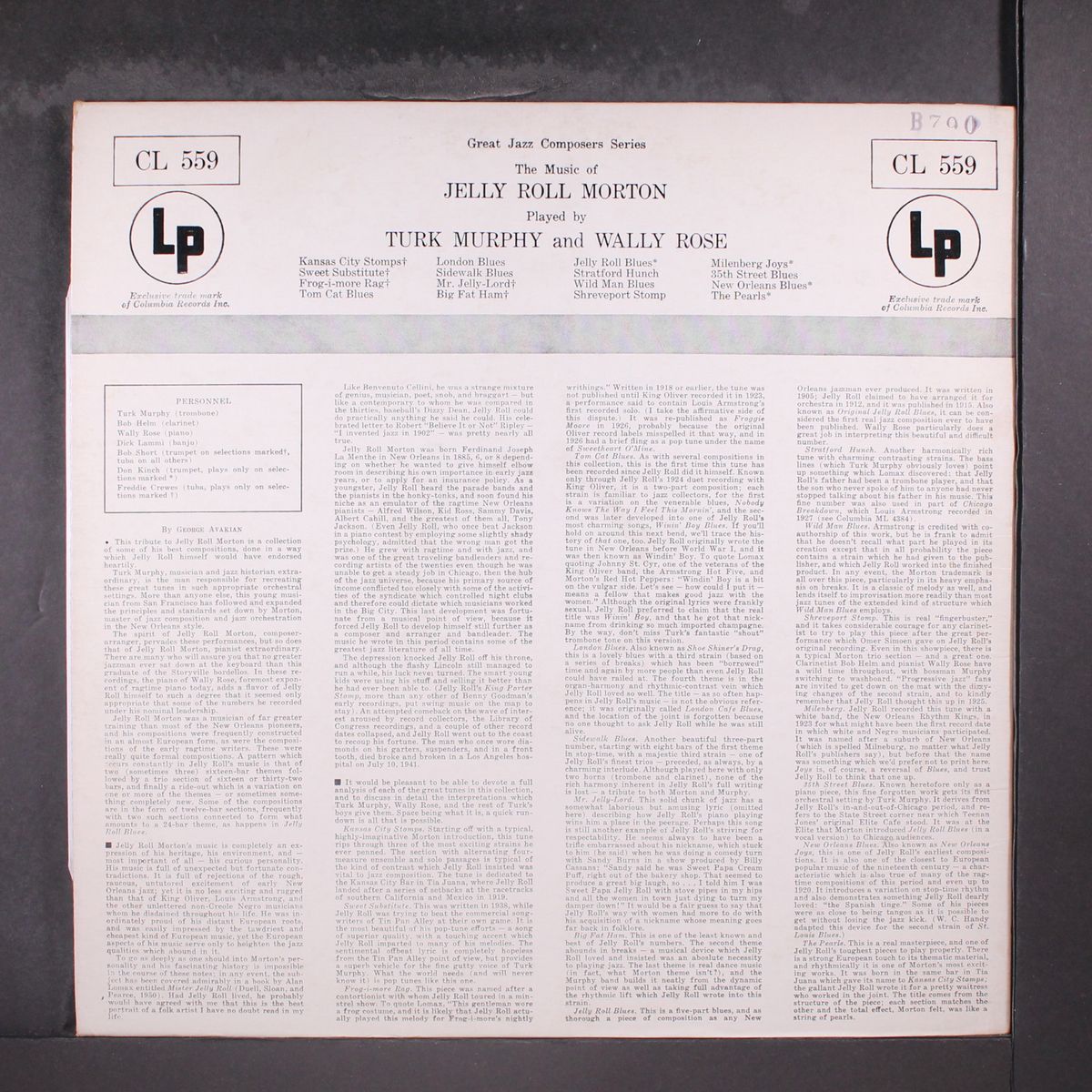 the music of jelly roll morton by TURK MURPHY & WALLY ROSE