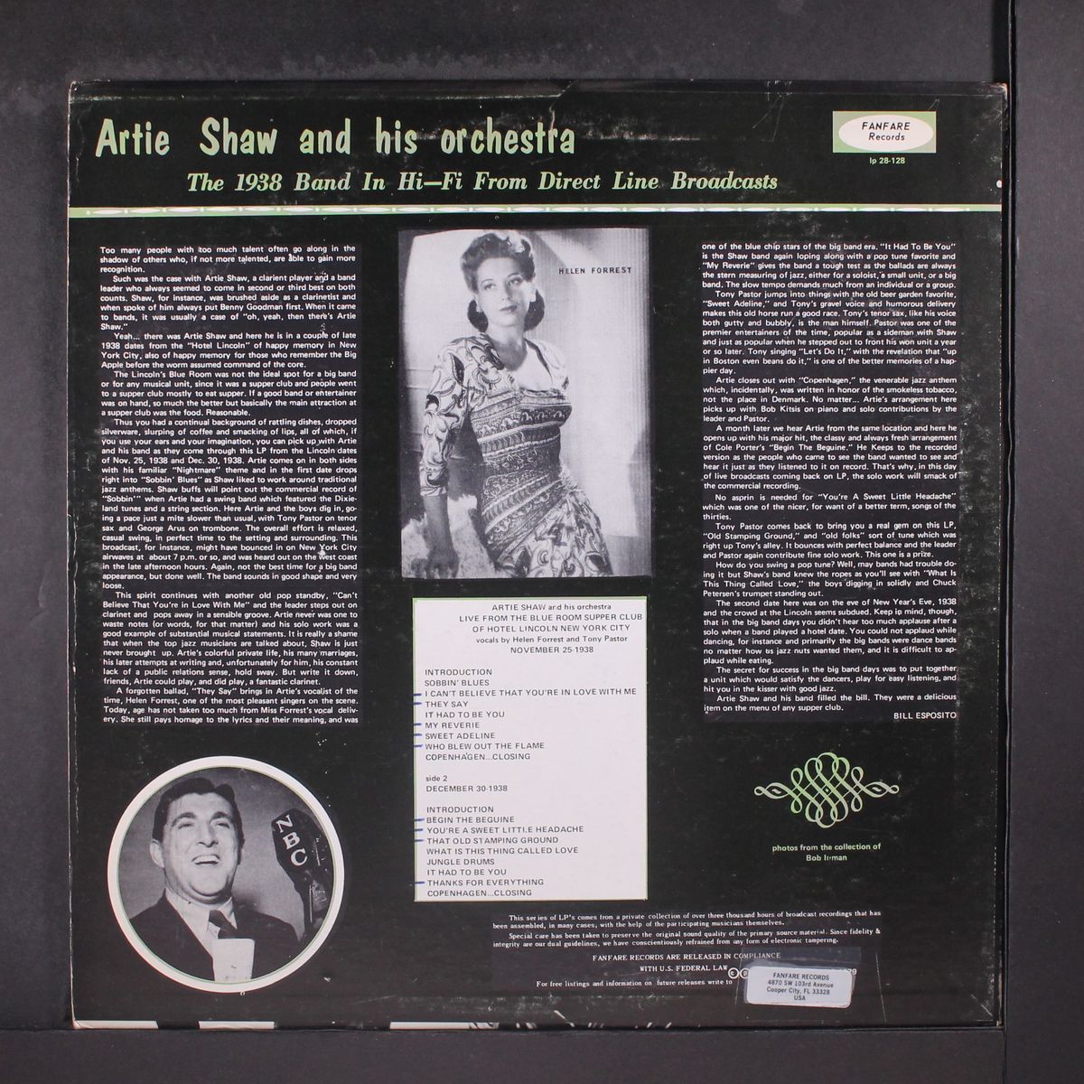 live from the blue room supper club of hotel lincoln new york city by ARTIE SHAW