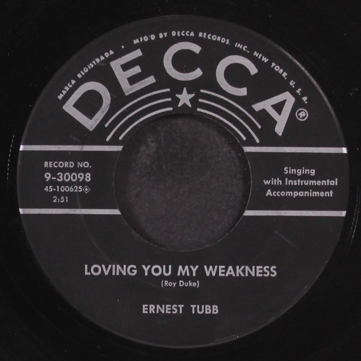 loving you my weakness / treat her right by ERNEST TUBB