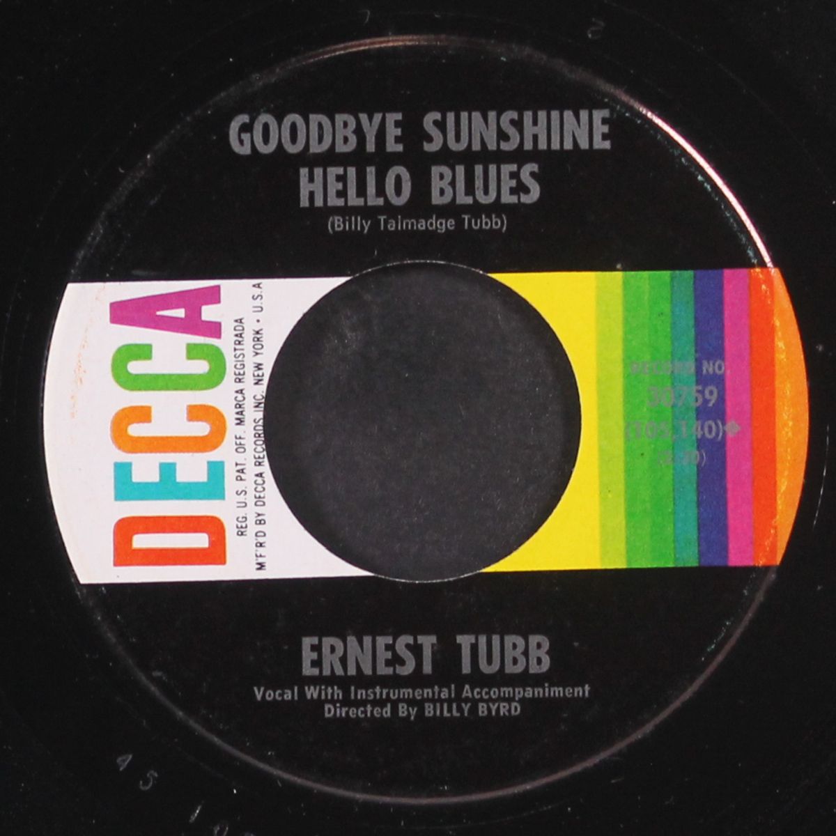 what am i living for / goodbye sunshine hello blues by ERNEST TUBB