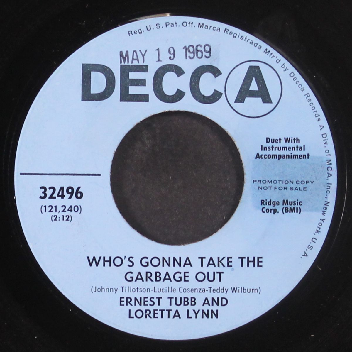 who's gonna take the garbage out by ERNEST TUBB & LORETTA LYNN