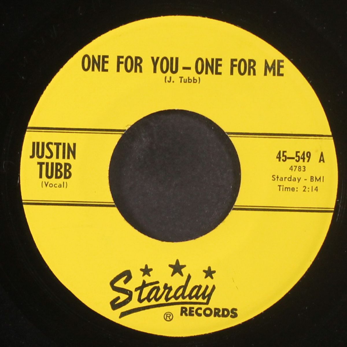one for you, one for me / my heart keeps getting in my way by JUSTIN TUBB