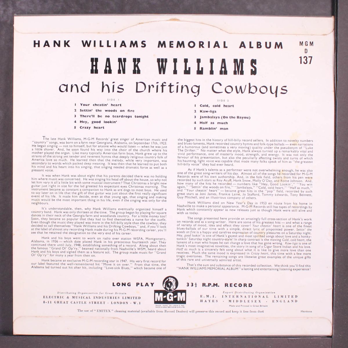 memorial album by HANK WILLIAMS