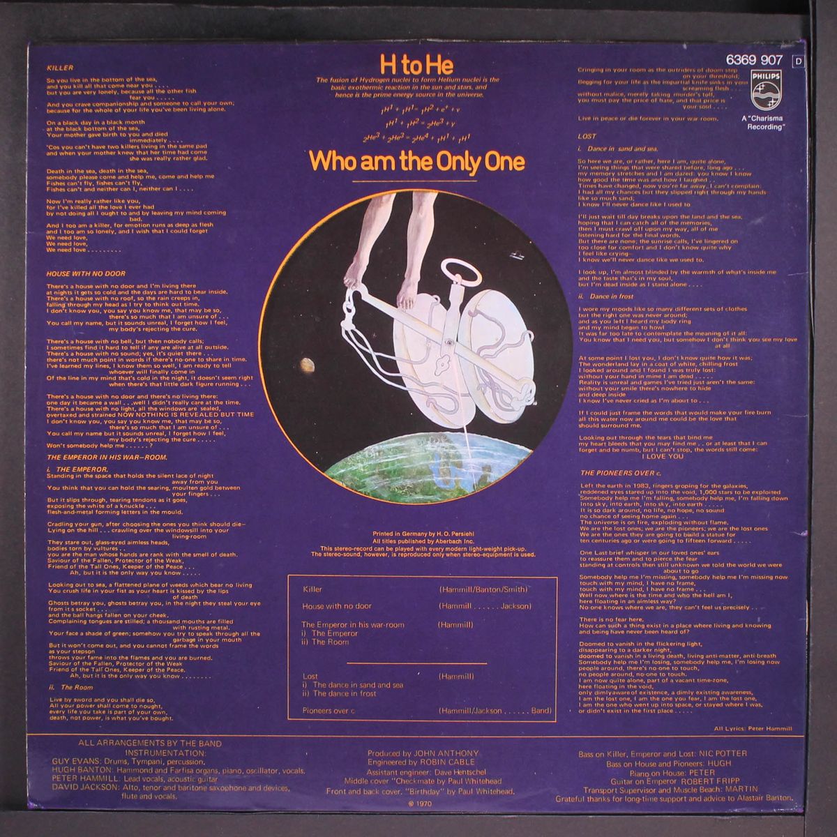 h to he who am the only one by VAN DER GRAAF GENERATOR