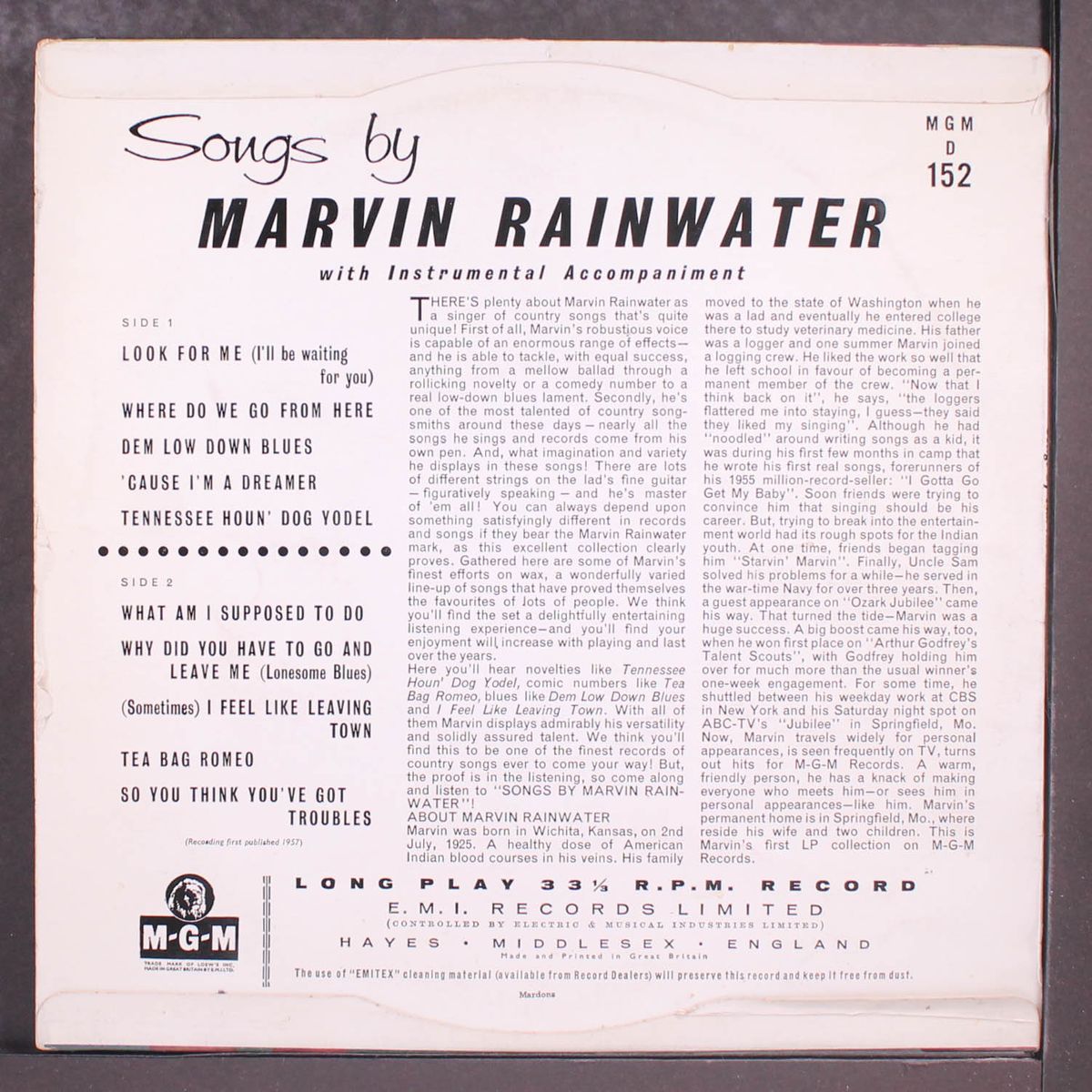 songs by by MARVIN RAINWATER