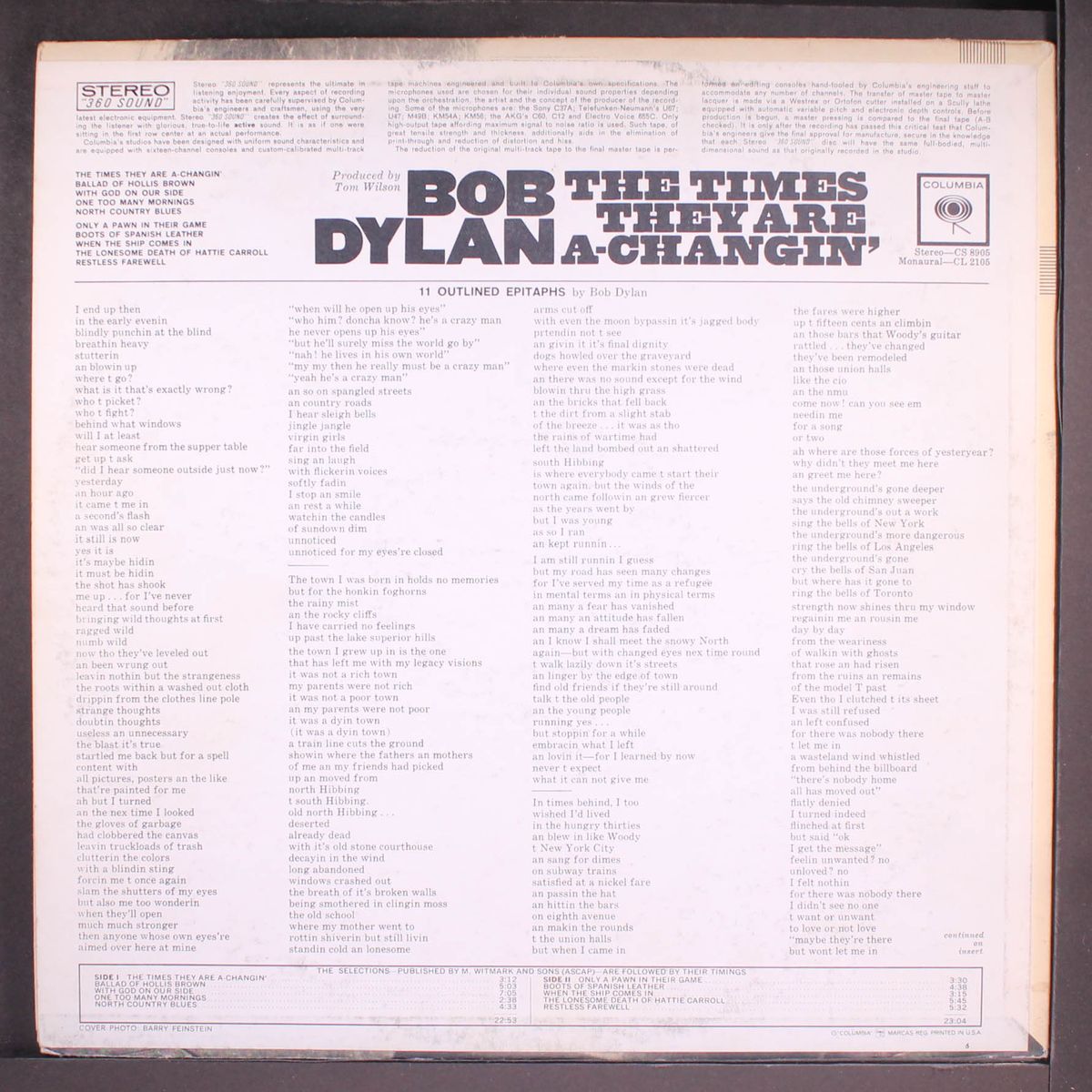 the times they are a-changin' by BOB DYLAN