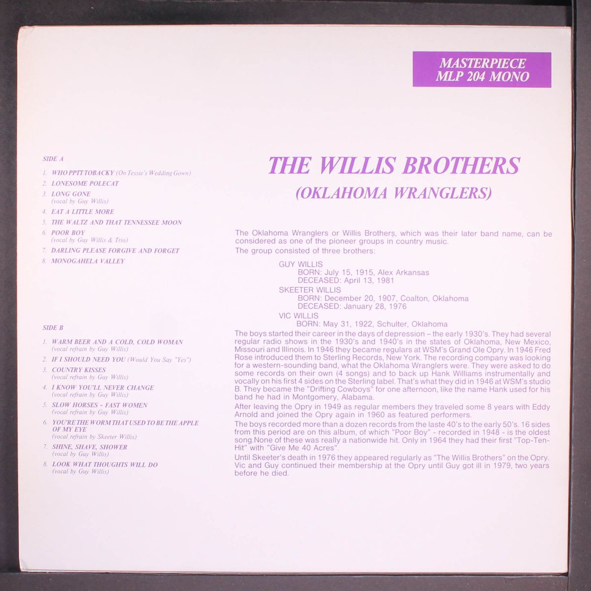 oklahoma wranglers by WILLIS BROTHERS