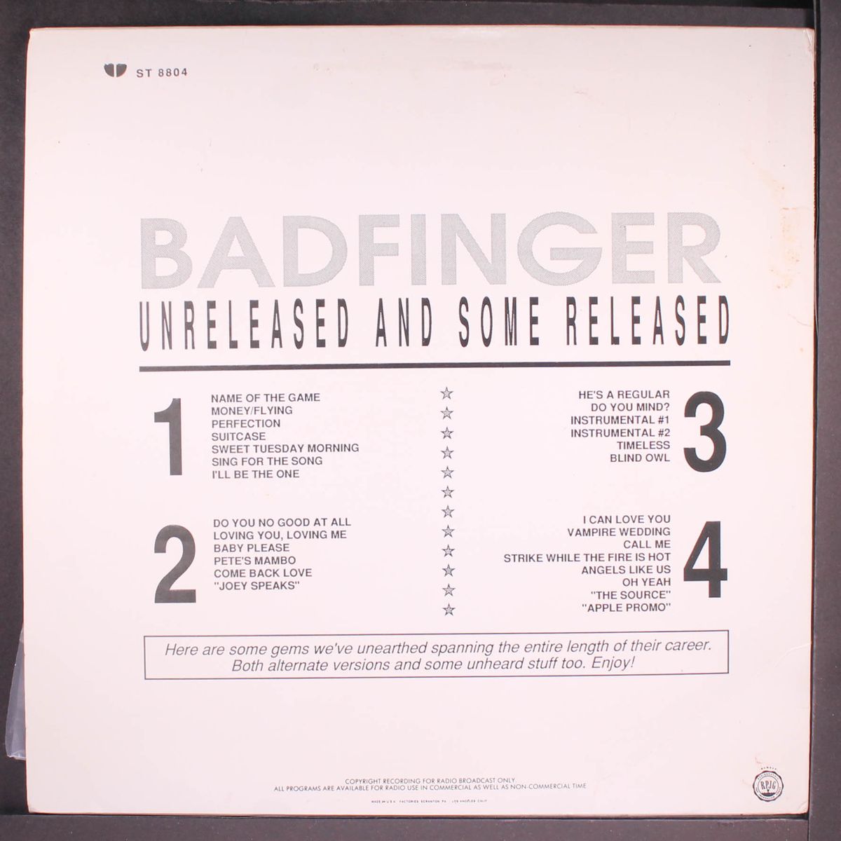 unreleased and some released by BADFINGER