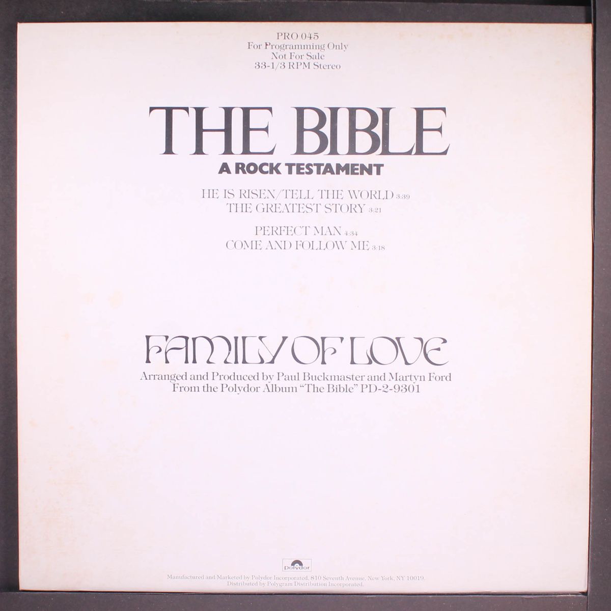the bible, a rock testament (sampler) by FAMILY OF LOVE